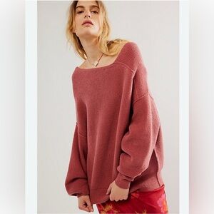Free People Ottoman Check Sweater in Marsala